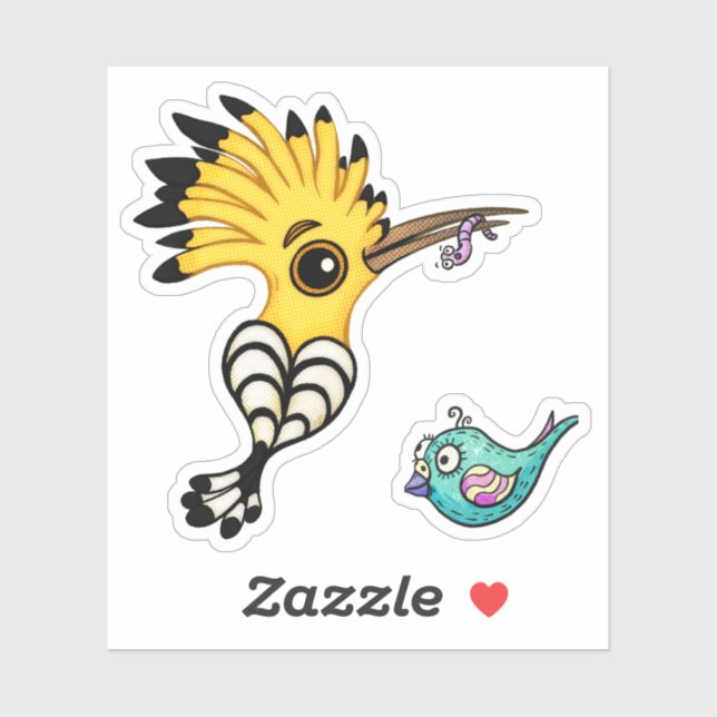 Hoopoe Bird Cartoon Sticker (Sheet)