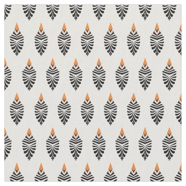 Hoopoe Bird Geometric Pattern on White Fabric (Close Up)