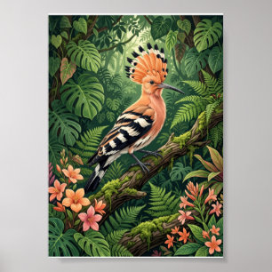 Hoopoe Bird Tropical Branch Botanical Wildlife Fle Poster