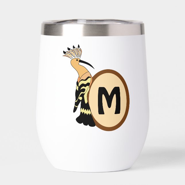 Hoopoe Whimsical Bird Monogram (Back)