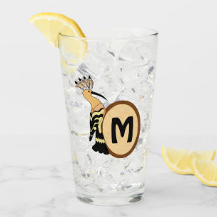 Hoopoe Whimsical Bird Monogram Glass
