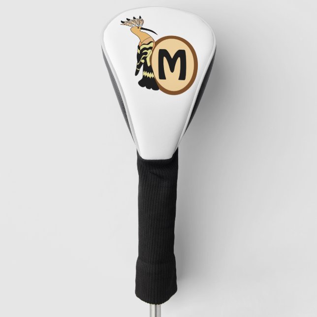 Hoopoe Whimsical Bird Monogram Golf Head Cover (Front)