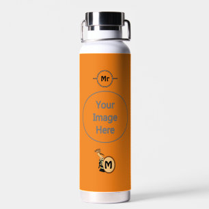 Hoopoe Whimsical Bird Monogram Water Bottle