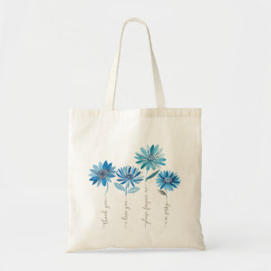 Ho'oponopono & Bohemian Blue Flowers  Tote Bag