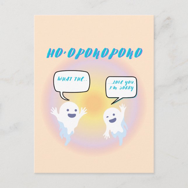 Ho'oponopono Ghosts Healing & Funny Two-Tone Postcard (Front)