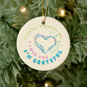 Ho'oponopono Healing Mantra – Light Blue Spiritual Ceramic Ornament
