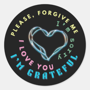 Ho'oponopono Healing Mantra – Light Blue Spiritual Classic Round Sticker