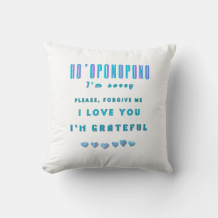 Ho'oponopono Healing Mantra – Light Blue Spiritual Cushion