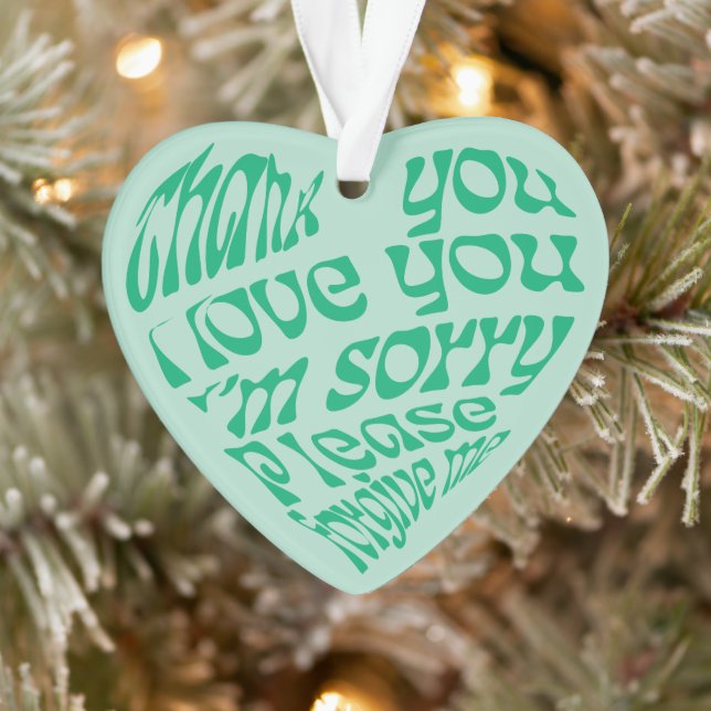 Ho'oponopono Heart-Shaped Text Green Ornament (Tree)