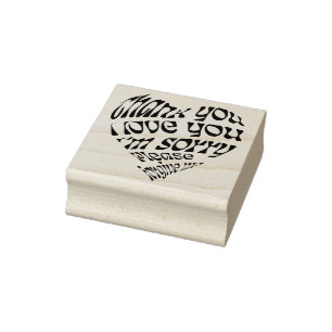 Ho'oponopono Heart-Shaped Text Rubber Stamp