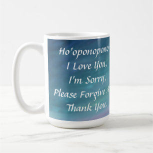 Ho'oponopono I Love You Blue Mandala Green Prayer Coffee Mug