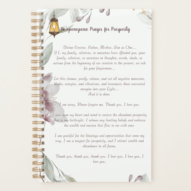 Ho'oponopono Prayer for Prosperity Planner (Front)