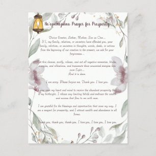 Ho'oponopono Prayer for Prosperity Postcard