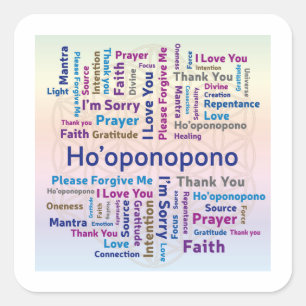 Ho'oponopono Word Cloud - Mantra - Self Love Square Sticker