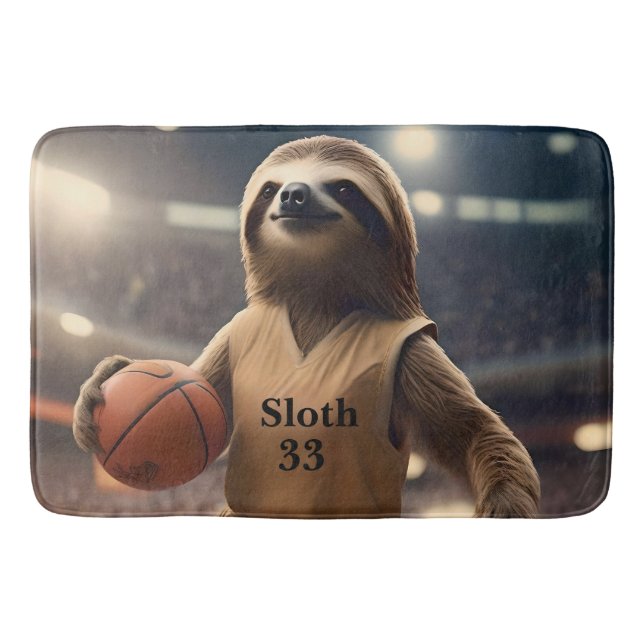Hoops and Hangs: The Slam Dunking Sloth, Bath Mat (Front)