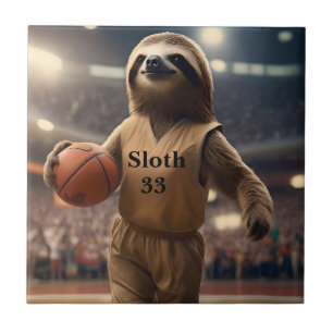 Hoops and Hangs: The Slam Dunking Sloth, Ceramic Tile