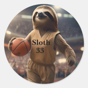 Hoops and Hangs: The Slam Dunking Sloth, Classic Round Sticker