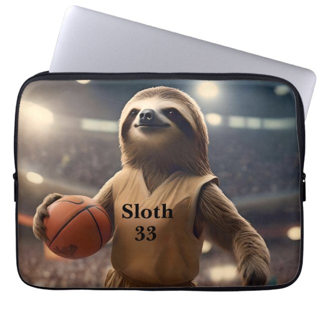 Hoops and Hangs: The Slam Dunking Sloth, Laptop Sleeve (Front)