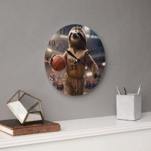 Hoops and Hangs: The Slam Dunking Sloth, Large Clock