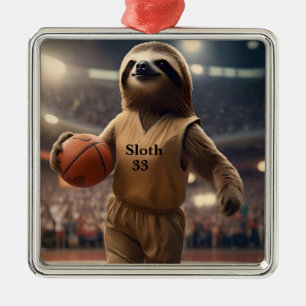 Hoops and Hangs: The Slam Dunking Sloth, Metal Ornament