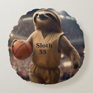 Hoops and Hangs: The Slam Dunking Sloth, Round Cushion