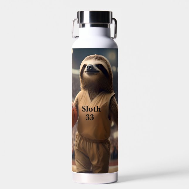 Hoops and Hangs: The Slam Dunking Sloth, Water Bottle (Front)