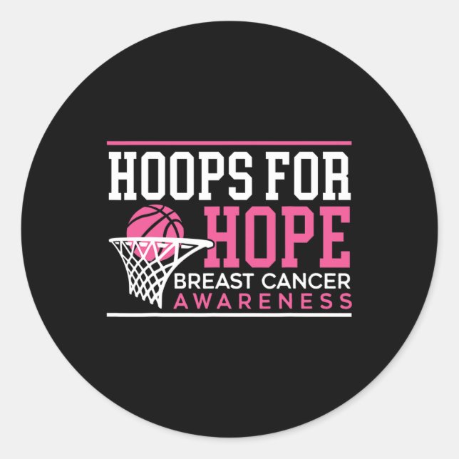 Hoops For Hope Basketball Player Breast Cancer Awa Classic Round Sticker (Front)