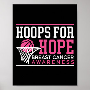 Hoops For Hope Bysketbyll Player Breast Cancer Awa Poster