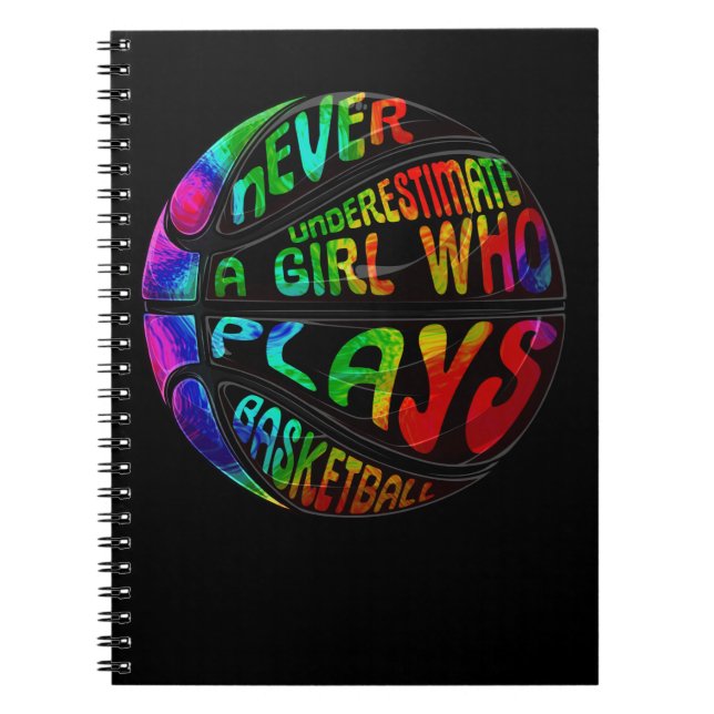 Hoops Girls Never Underestimate Plays Basketball Notebook (Front)