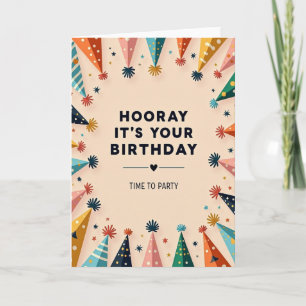 Hooray Birthday Party Hats Card