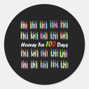 Hooray For 100 Days Teachers Kids Happy 100th Day Classic Round Sticker