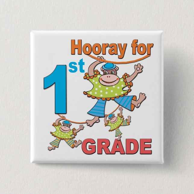 Hooray for 1st Grade 15 Cm Square Badge (Front)