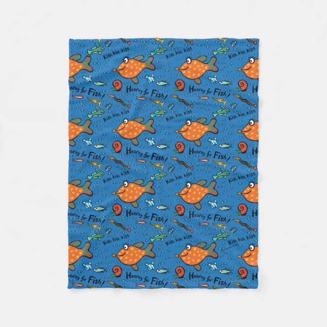 Hooray For Fish Pattern Fleece Blanket (Front)