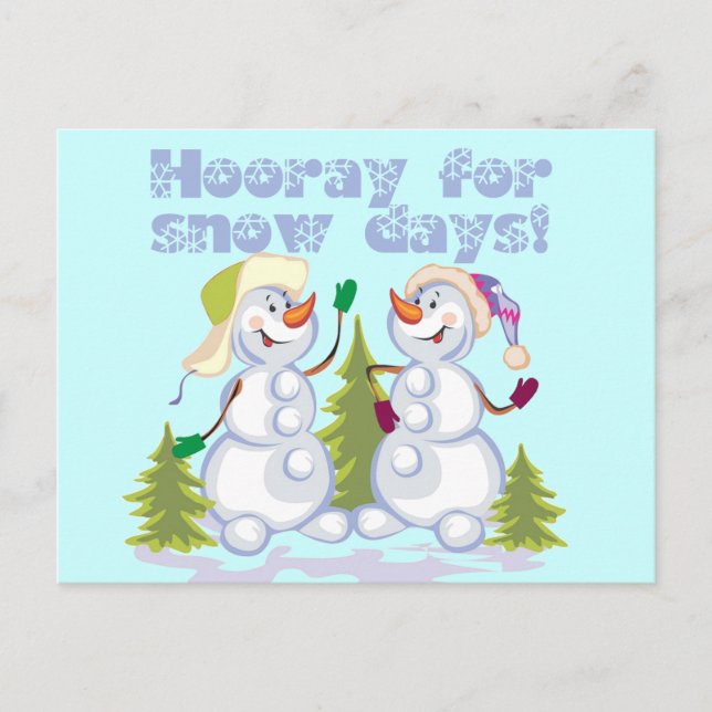 HOORAY For Snow Days! Holiday Postcard (Front)