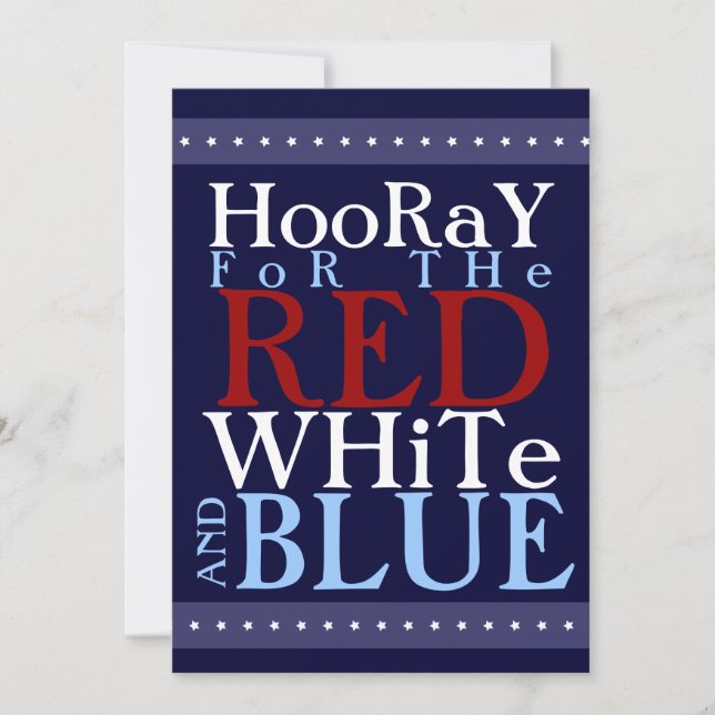 Hooray for the Red White and Blue 4th of July Invitation (Front)
