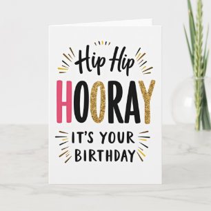 Hooray Glitter Birthday Card