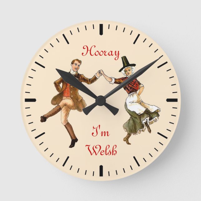 Hooray I'm Welsh Round Clock (Front)