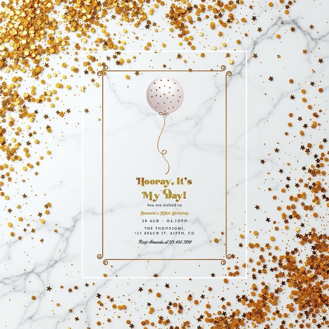 Hooray It’s My Day Confetti Balloon Birthday Party Acrylic Invitations (Hooray It’s My Day Confetti Balloon Birthday Party Acrylic Invitation)