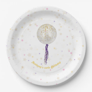 Hooray, It’s My Day! Gold Balloon Birthday Paper Plate