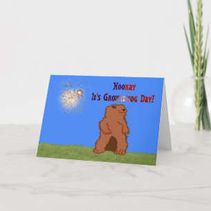 Hooray It's Groundhog Day! Groundhog's Day Spring Card