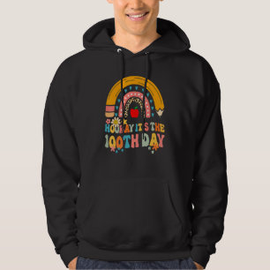Hooray It's The 100th Day Groovy Rainbow 100 Days  Hoodie