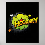 Hooray!!! Joyful Pop Art Comic Celebration Poster<br><div class="desc">Celebrate with a burst of colour and excitement using this lively 'Hooray!!!' pop art design. Inspired by the festive energy of classic comic books,  this vibrant piece adds a joyful and dynamic element to any space,  making it perfect for those who love bold and expressive art.</div>