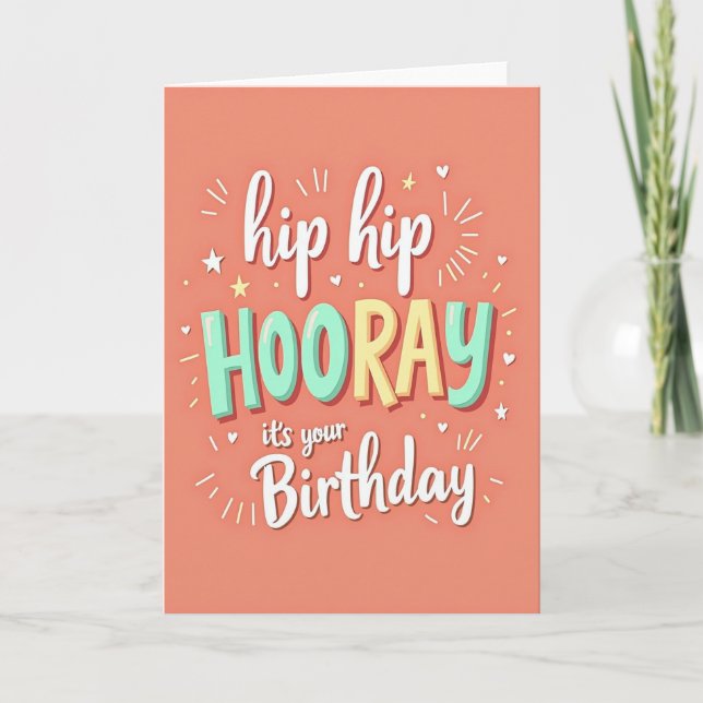 Hooray Script Birthday Card (Front)