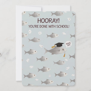 Hooray You're Done With School Funny Fish Graduate Holiday Card