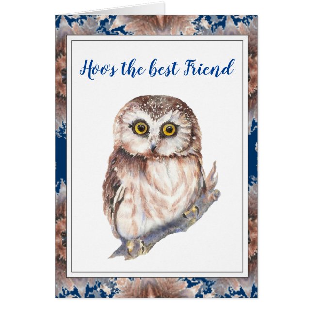 Hoo's The Best Friend  Cute Little Owl Bird (Front)