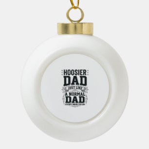 Hoosier Dad Vintage Engraving Quote Shirt Design_1 Ceramic Ball Christmas Ornament