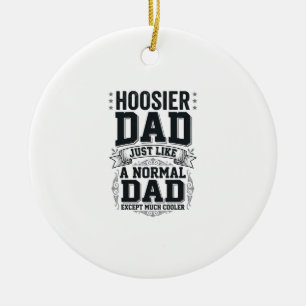 Hoosier Dad Vintage Engraving Quote Shirt Design_1 Ceramic Ornament