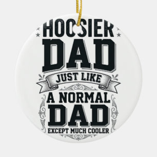 Hoosier Dad Vintage Engraving Quote Shirt Design_1 Ceramic Ornament