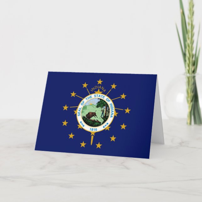 Hoosier Flag & Seal, Flag of Indiana Card (Front)