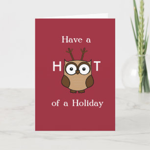Hoot of a Holiday Custom Text Holiday Card